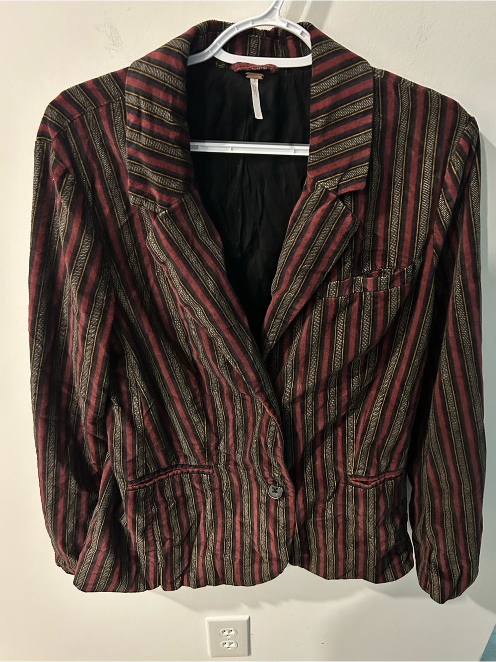 Free People Striped B Line Burgundy & Olive Blazer